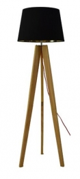 MentonTripodVloerlamp45x155cmHoutMetZwarteLampenkap