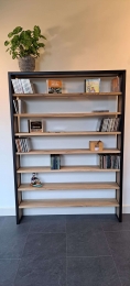 EikenhoutenboekenkastkastAmanimetstaal
