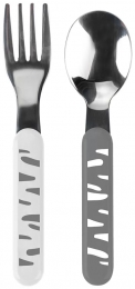 BabyOnoWitGrijsStrepenVorkenLepelSet106501
