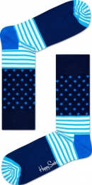 HappySocksStripesDotsSokkenBlauw