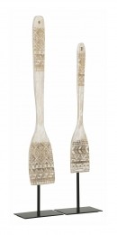 MUSTLivingDecoratieTribalSpoonTeakhoutSetvan2stuks-Wit