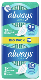 Always-MaandverbandUltraNormal-MetVleugels-Maat1-28Pads