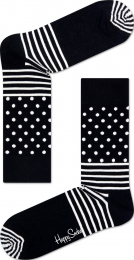 HappySocksStripesDotsSokkenZwartWit
