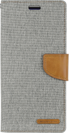SamsungGalaxyS21PlusHoesje-MercuryCanvasDiaryWalletCase-HoesjemetPasjeshouder-Grijs
