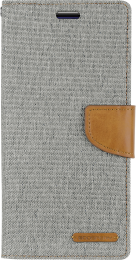SamsungGalaxyS21PlusHoesje-MercuryCanvasDiaryWalletCase-HoesjemetPasjeshouder-Grijs