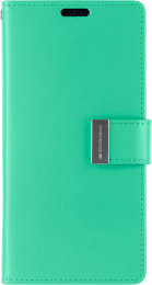 TelefoonhoesjegeschiktvoorAppleiPhone13Pro-GoosperyRichDiaryCase-HoesjemetPasjeshouder-Turquoise