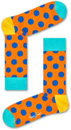 HappySocksBigDotSokkenOranjeBlauw