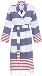 Katoenengestreeptebadjasdonkerblauw