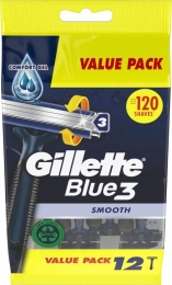 GilletteGilletteBlue3SmoothWegwerpscheermesjesVoorMannen-12stuks