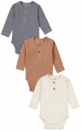 DirkjeOrganicBlueMaat6268LangeMouwRomper3Stuks