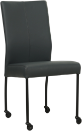 DonkerblauwelerenmoderneeetkamerstoelComfort-pootrondzwartmetwiel-HermesLeerOceanBluedonkerblauwleer