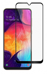 ScreenprotectorgeschiktvoorSamsungGalaxyA10-FullCoverScreenprotector-GehardGlas-Zwart