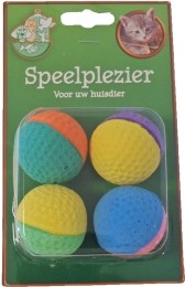Kattenspeelgoedblistera4sponsballen2kleurenSpeelplezier-katGebrdeBoon-Gebrdeboon