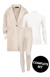 MusthaveDealCompleteSetStripeCoatBeige