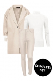 MusthaveDealCompleteSetStripeCoatBeige