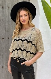 LurexTopGehaaktBeige