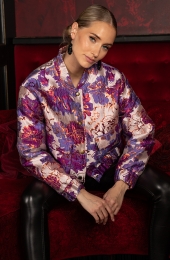 PartyJacquardBomberjacketFlowerPaars