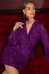 PartyFringeWrapJurkWijdeMouwDarkPurple