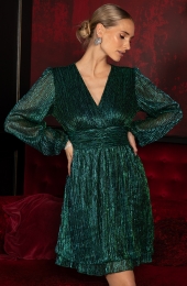 PartyLurexWaistbandDressSmaragd