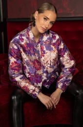 PartyJacquardBomberjacketFlowerPaars