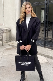 OversizedStripeCoatZwart