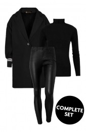 MusthaveDealCompleteSetStripeCoatZwart