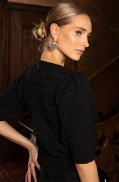 KnittedDetailedPearlTruiZwart