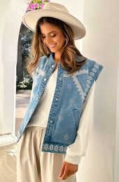 EmbroideryDenimGiletSchouderdetail