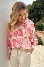 ViscoseBlouseMetBloemenprintDustRoze