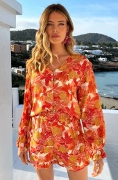 RuffleSkortFlowerOranje