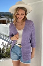 KnittedCardiganLurexLila