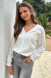 RuffleBlouseMetPofmouwenFlowerEcru
