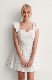 NA-KDDottedMiniVrouwenJurk-WhiteBeige-MaatEU38