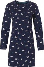 Blauwhondjesnachthemdkatoen