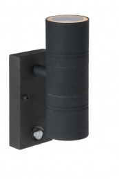 LucideARNE-LEDIR-WandspotWandlampBinnenBuiten-63cm-LED-GU10-2x5W2700K-IP44-Bewegingdagnachtsensor-Zwart