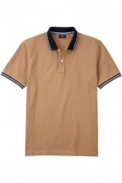 OLYMPCasualPoloshirtKortemouwcaramel
