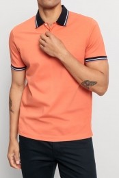 OLYMPCasualPoloshirtKortemouwbaksteenrood