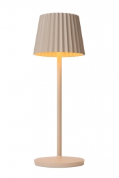 LucideJUSTINE-OplaadbareTafellampBinnenBuiten-AccuBatterij-LEDDimb-1x2W2700K-IP54-Metdraadloosoplaadstation-Beige