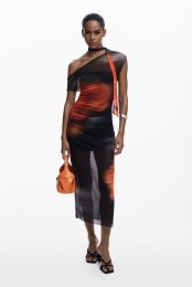 Asymmetrischegedrapeerdebloemenjurk