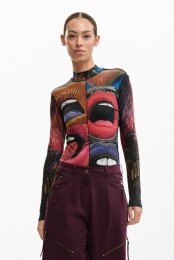 T-shirtmetlangemouwenencol