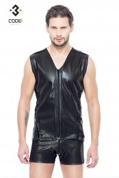 Code8byXXXCOLLECTIONEco-ledermouwloosshirtZwartXS-S-M