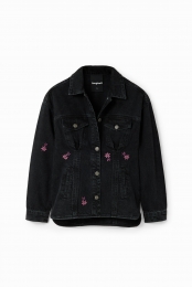 Denimtruckerjackmetbloemen