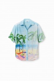 Oversizedtropischlinnenshirt