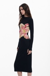 Langeorchideejurk-BLACK-S