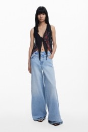 Asymmetrischechiffonblouse-BLACK-L