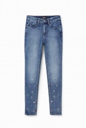 Push-upskinnyjeansmetbloemen