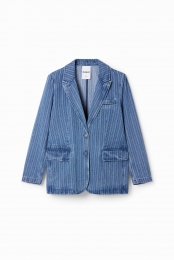 Gestreeptedenimblazer