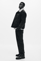 Corduroyjackmetschapenvacht-effectkraag