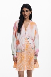 Tie-dyebloemencardigan