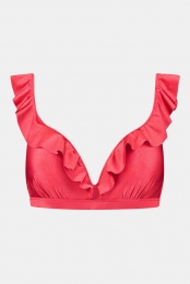 Beachlife106D-RedShinePaddedWiredTopBikiniTopDamesRood